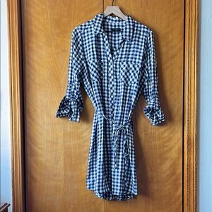 Tinsel Blue and White Checkered Button Down Dress XL